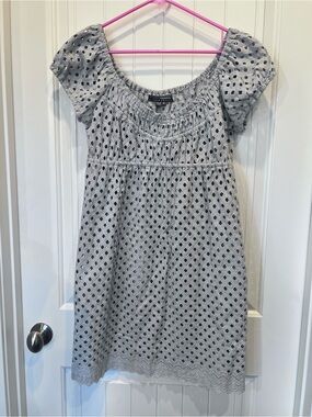 Boston Proper eyelet short-sleeve gray dress or beach cover-up sz 12